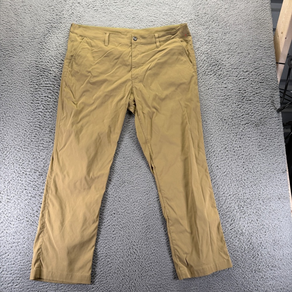 Eddie Bauer‎ Pant Mens 40x30 Brown Nylon Windbreaker Straight Leg Hiking Stretch